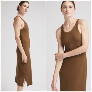 Richer or Poorer Ribbed Midi Dress in Morning Roast